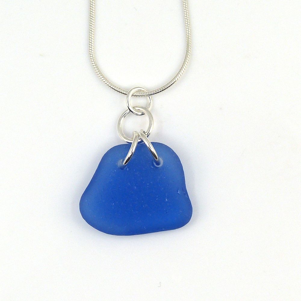 Sapphire Blue Sea Glass Necklace - LINA