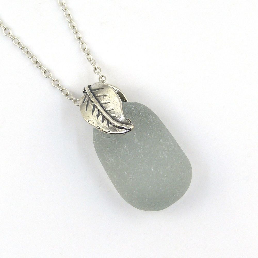 Rare Grey Sea Glass Necklace - Olivia