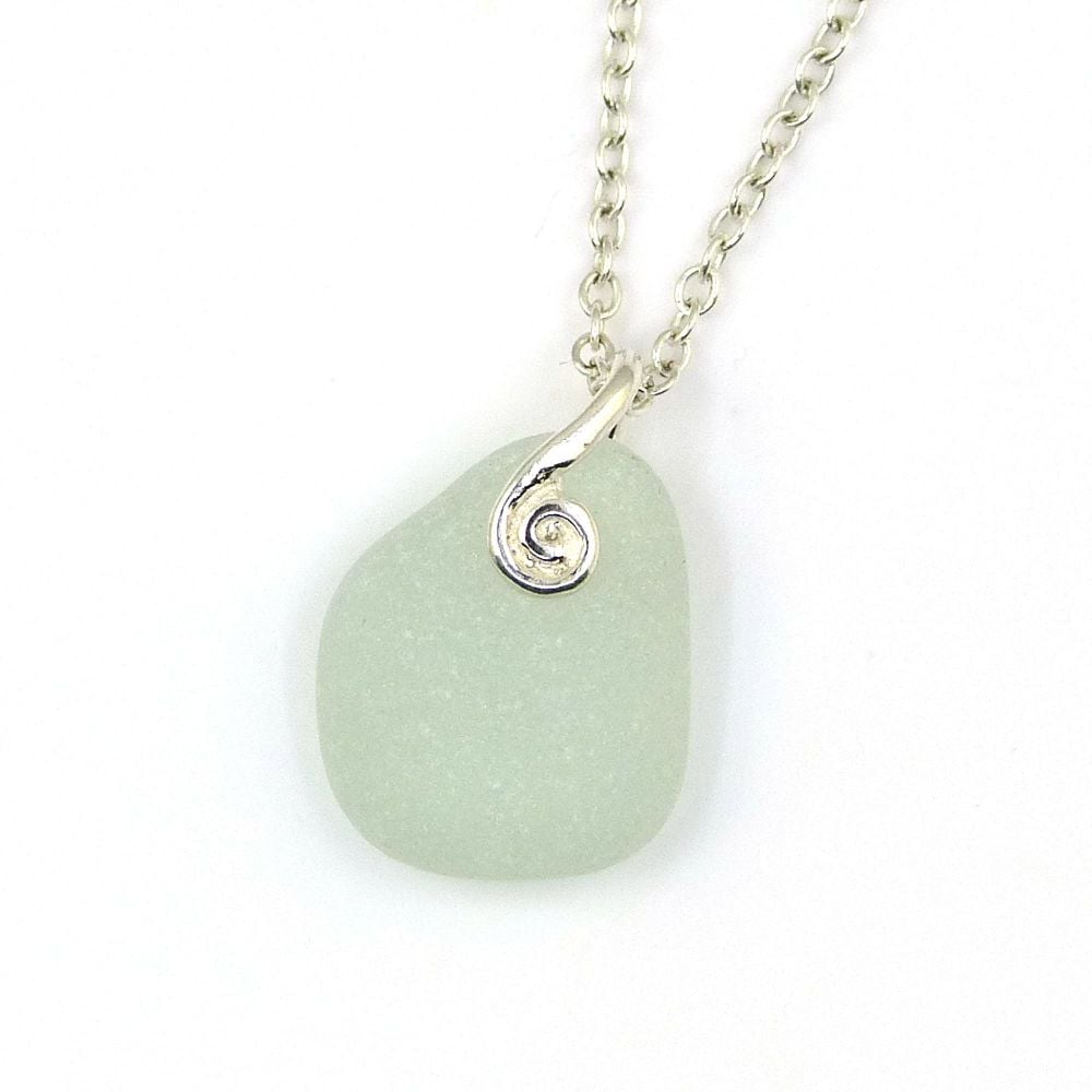 Seamist Sea Glass and Sterling Silver Necklace HANNA
