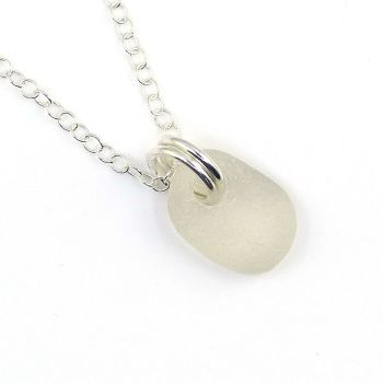Tiny White Sea Glass and Sterling Silver Necklace