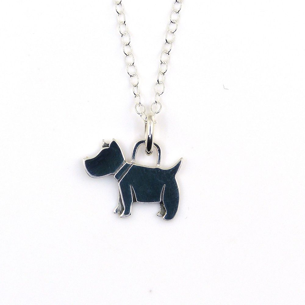Sterling Silver Scottie Dog Necklace - Simple - Dainty - Minimalist