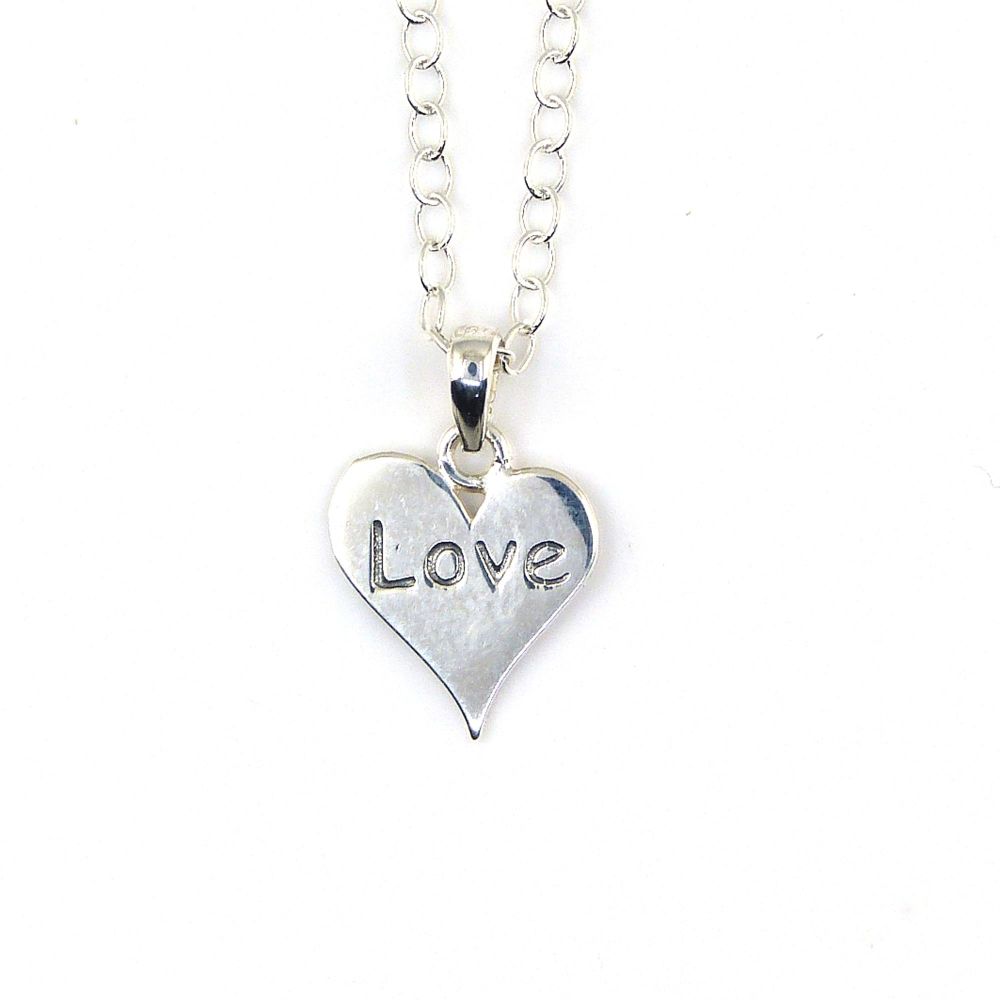 Sterling Silver Love Heart Necklace - Simple - Dainty - Minimalist