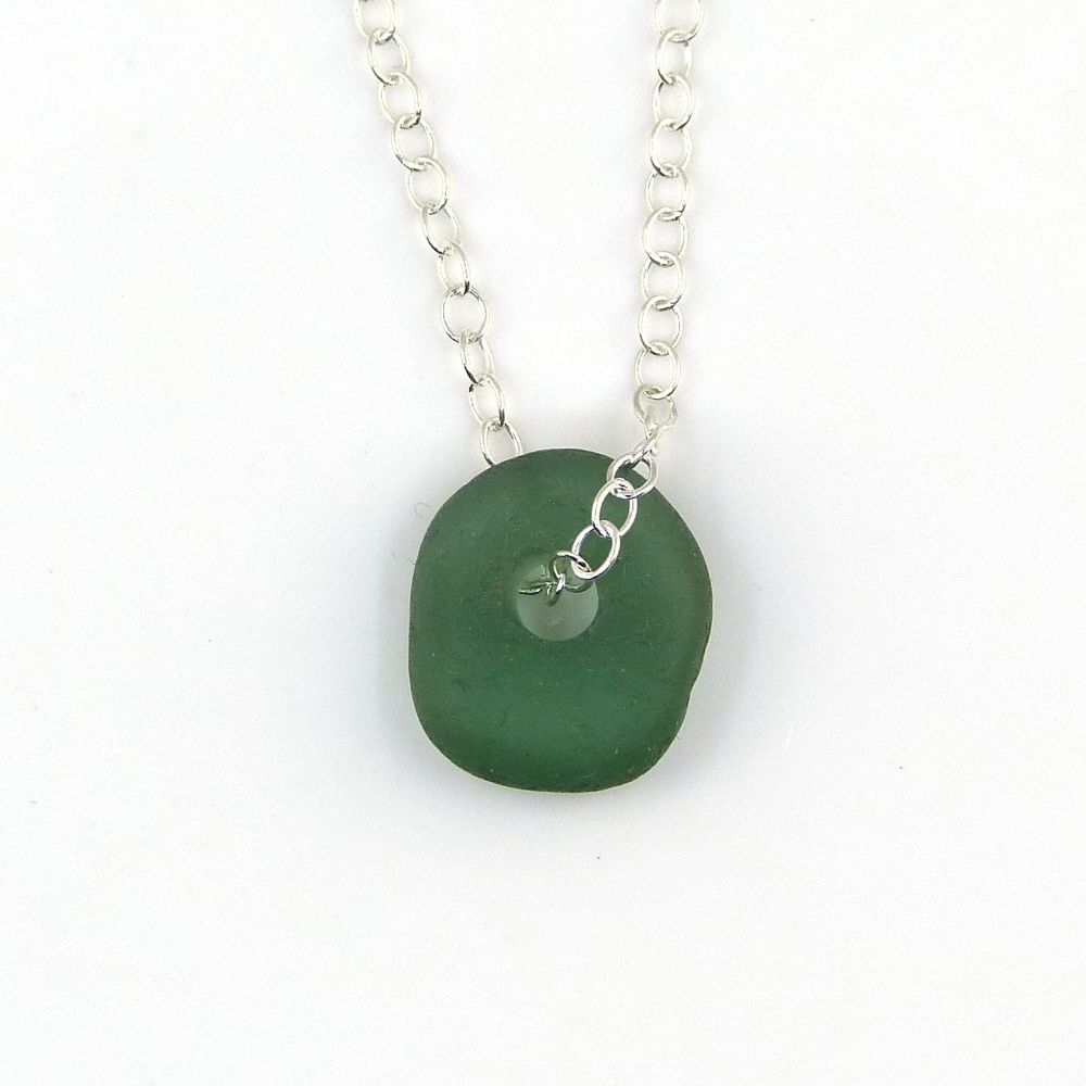 Green Blue Sea Glass Bead Necklace