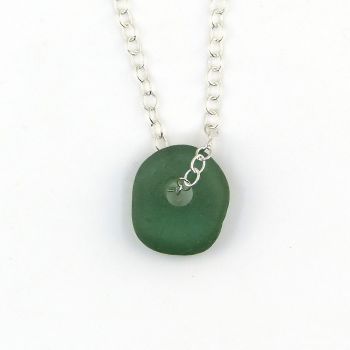Blue Green Sea Glass Bead Necklace