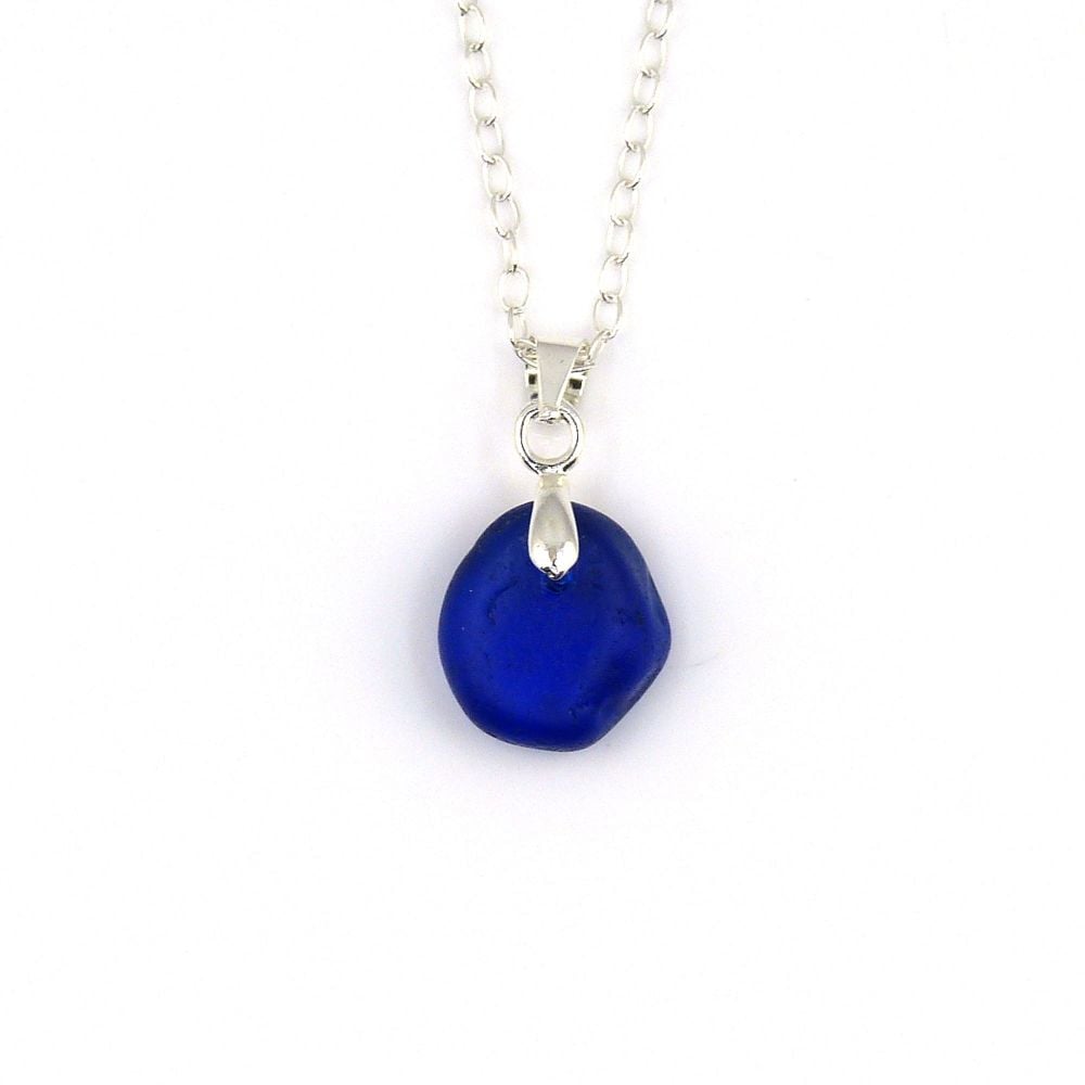 Tiny Cobalt Blue Sea Glass Necklace SOPHIE