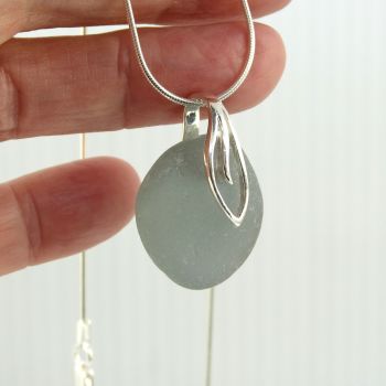 Rare Grey Sea Glass Necklace - OLIVIA