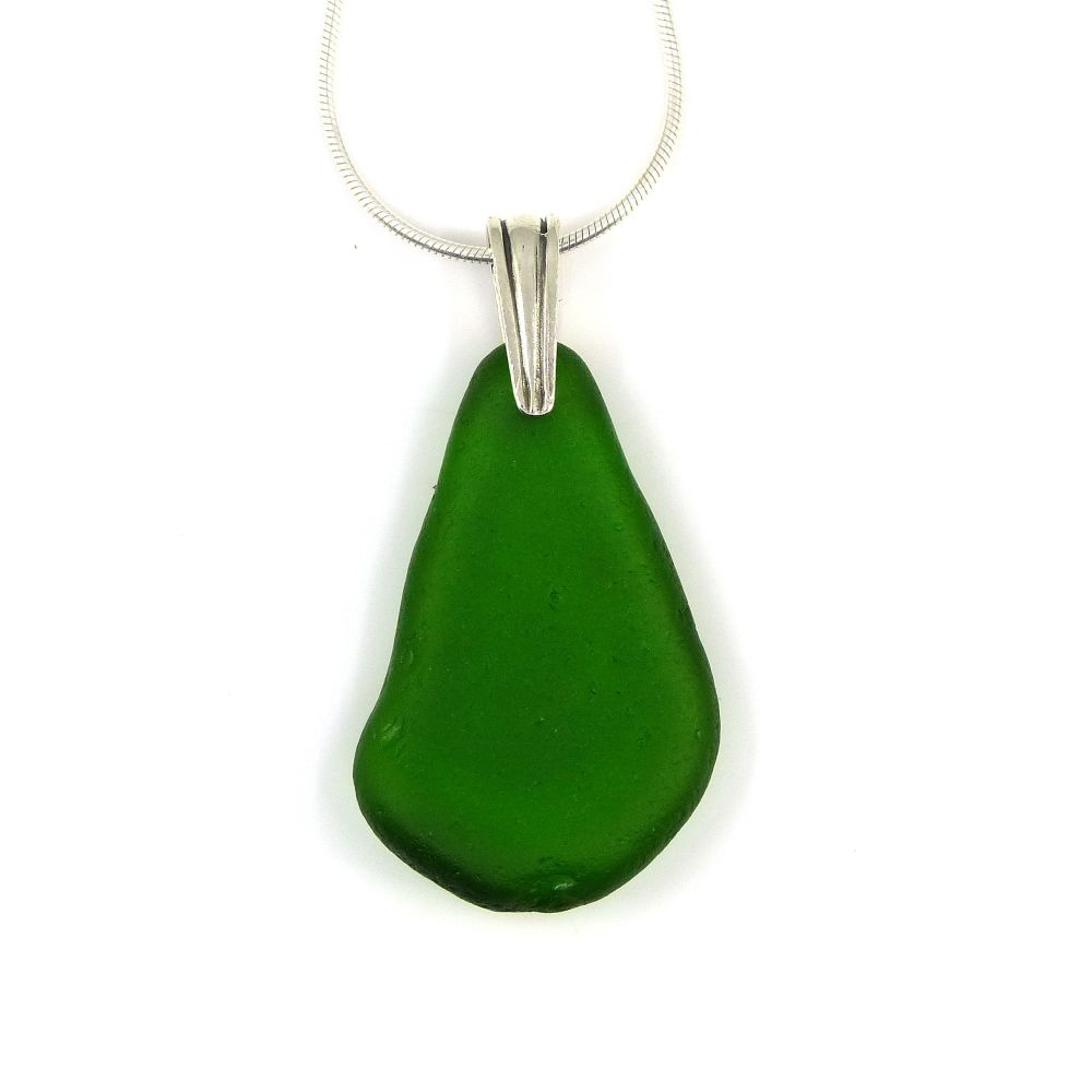 Emerald Green Sea Glass Necklace TAHLIA