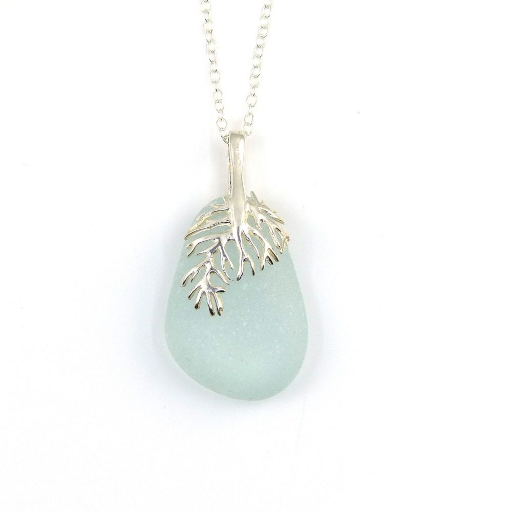 Pale Blue Sea Glass Necklace ODILA