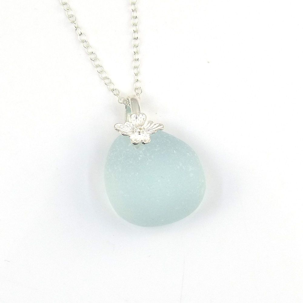 Glacier Blue Sea Glass Necklace CAILA