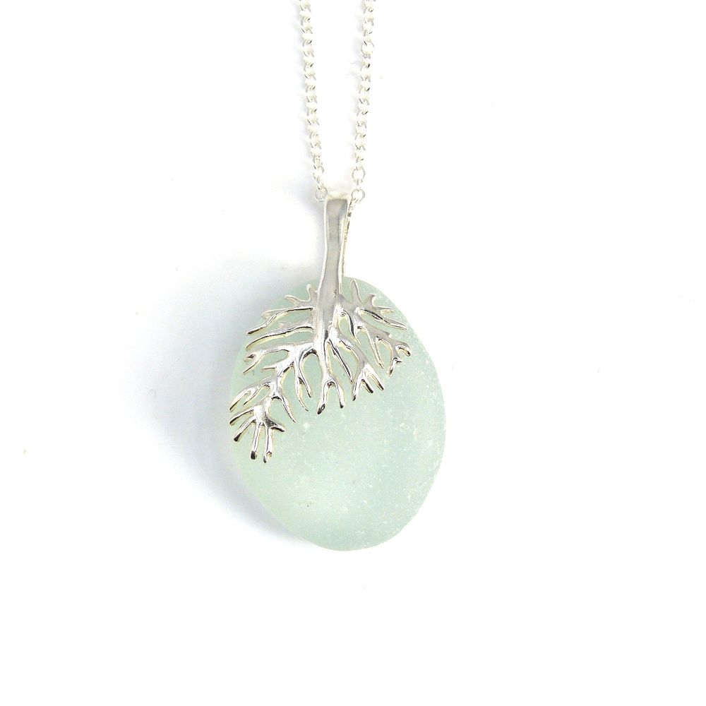 Seaspray Sea Glass and Sterling Silver Necklace ELSA