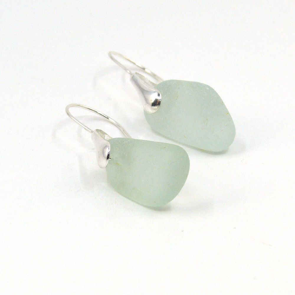 Seaham Pale Blue Sea Glass Sterling Silver Earrings e226