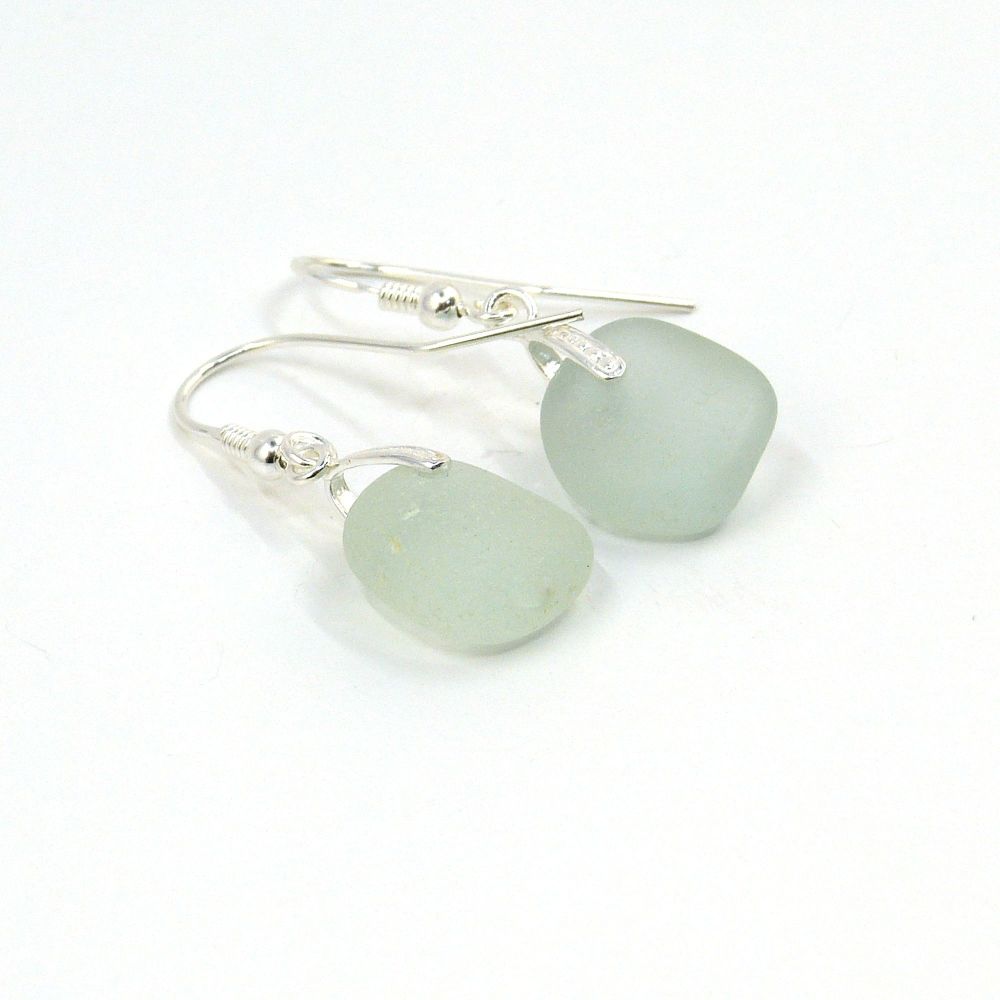 Seaham Pale Blue Sea Glass Sterling Silver Earrings e228