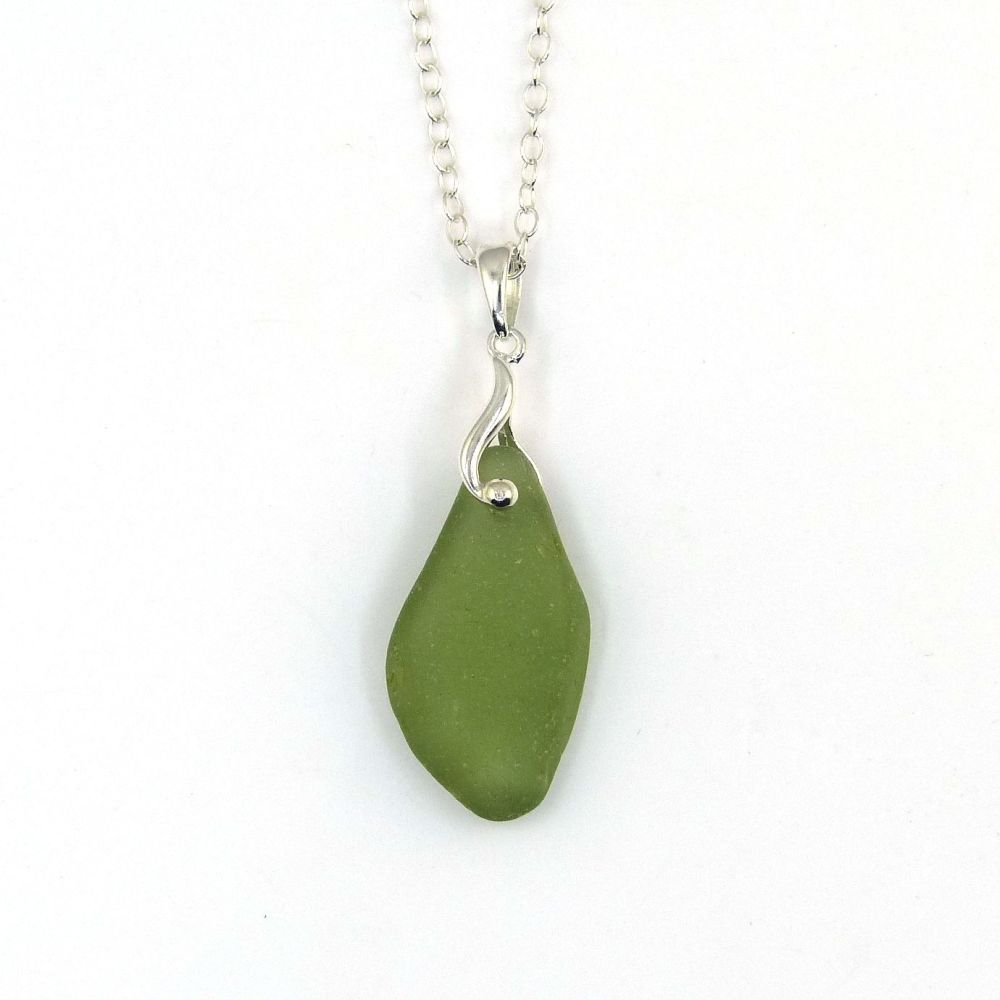 Green Sea Glass Necklace JASMIN