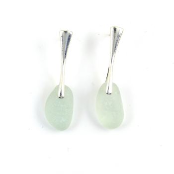 Seaham Pale Blue Sea Glass Sterling Silver Stud Earrings  E239