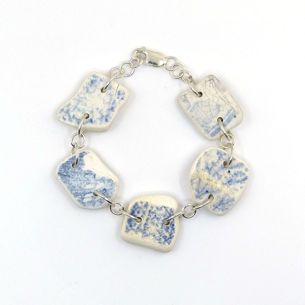 Blue and White Sea Pottery Bracelet 