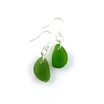 Green Seaham Sea Glass Drop Earrings E247