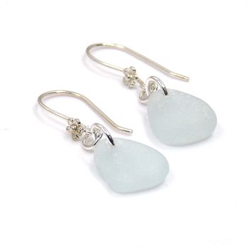 Pale Blue Seaham Sea Glass Drop Earringse253