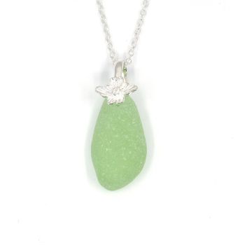 Pale Lime Green Sea Glass Necklace DANY