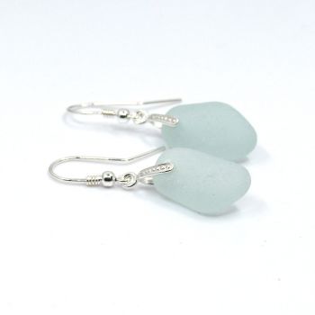 Seaham Pale Blue Sea Glass Sterling Silver Earrings e265