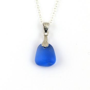 Tiny Sapphire Blue Sea Glass Necklace Gemma