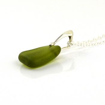 Olive Green Sea Glass Necklace GERRI