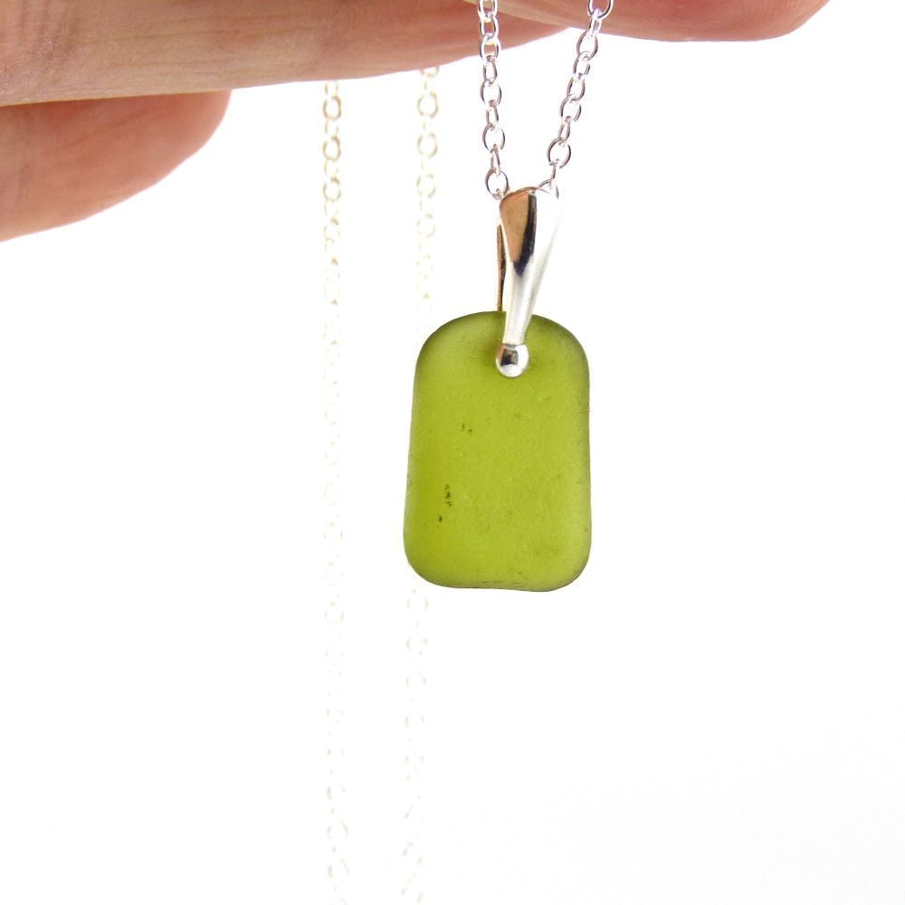 Olive Green Sea Glass Necklace GERRI