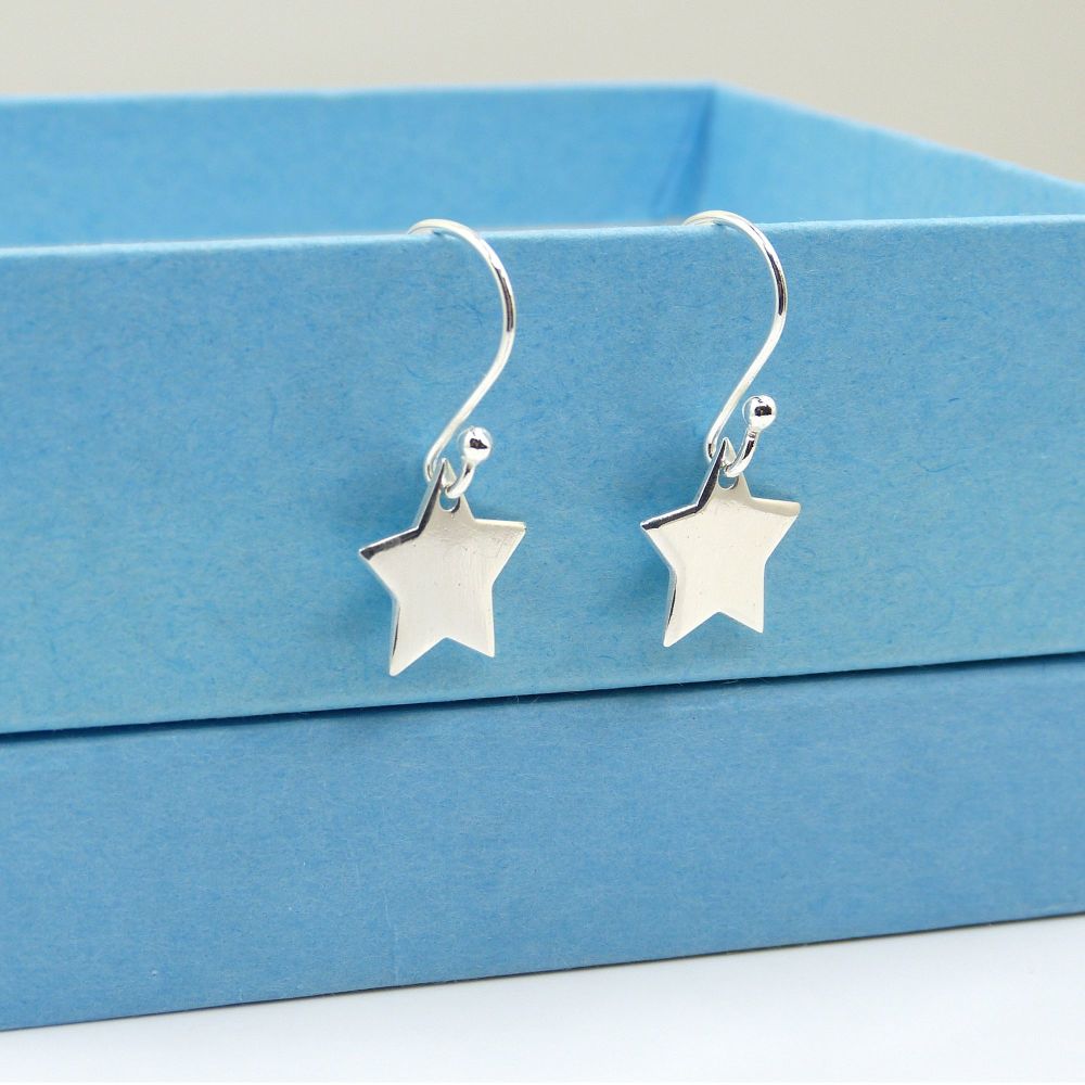 Sterling Silver Star Drop Earrings