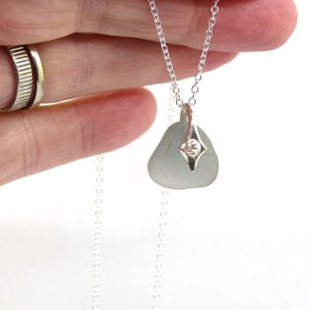 Rare Grey Sea Glass Necklace ISOBEL