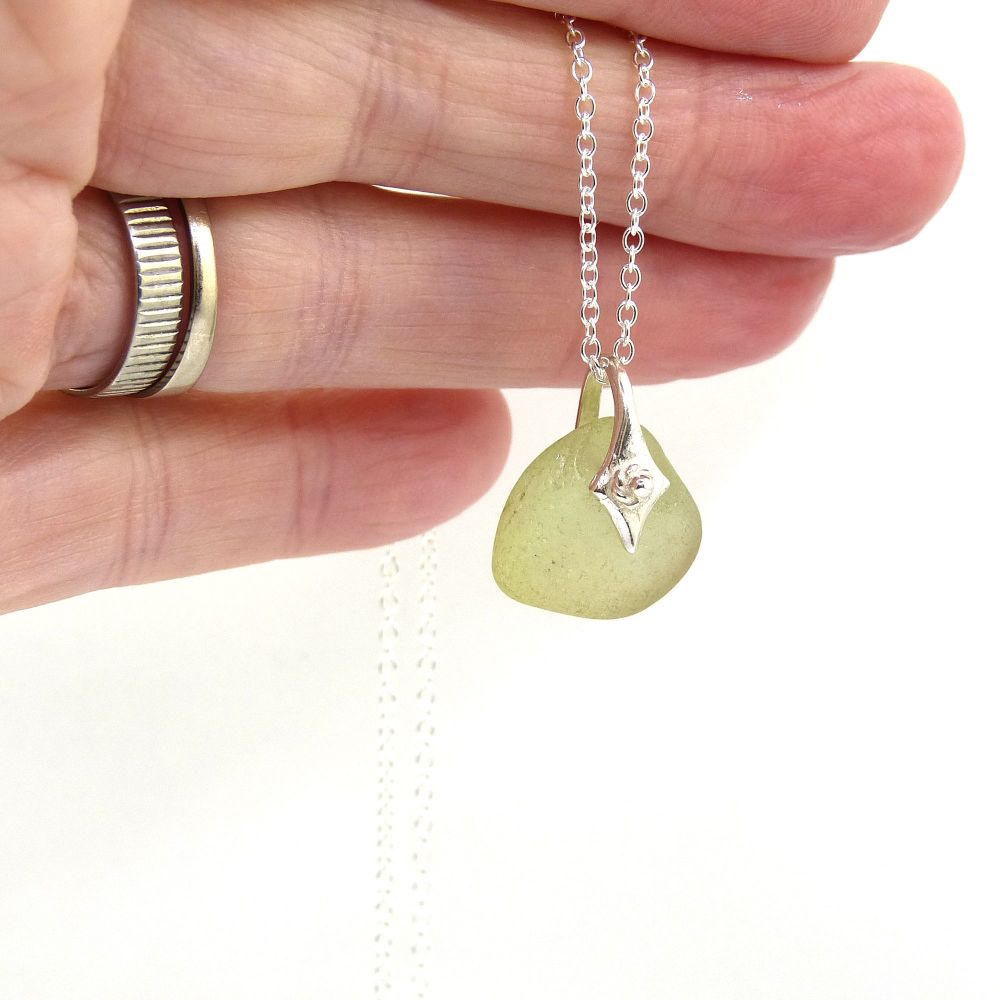 Sage Green Sea Glass Necklace SHANNON