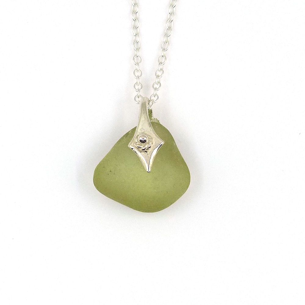 Sage Green Sea Glass Necklace SHANNON
