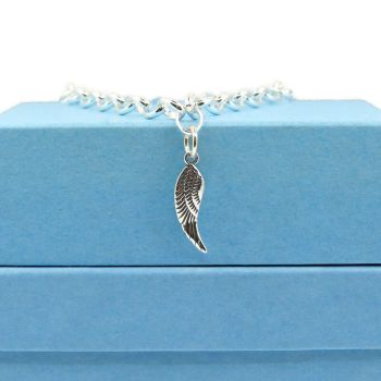 Sterling Silver Angel Wing Feather Bracelet