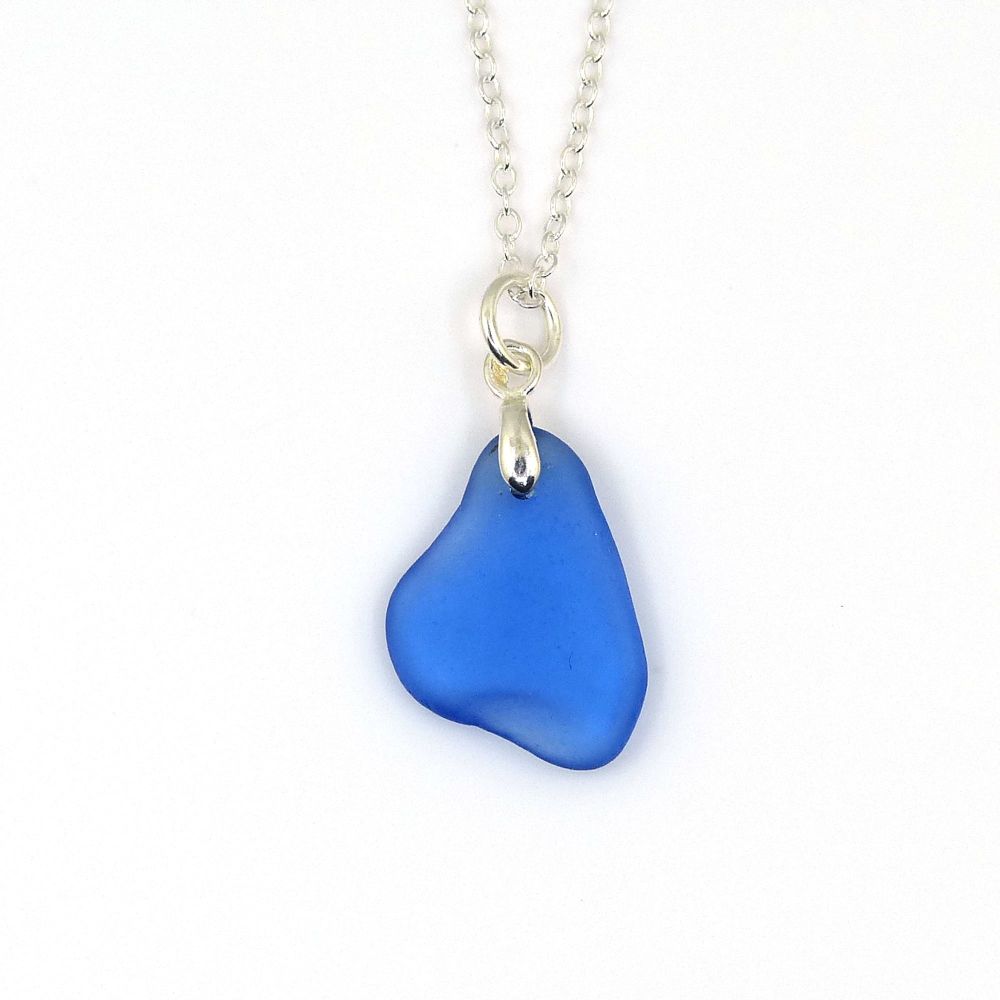 Sapphire Blue English Sea Glass Necklace ISABELLE