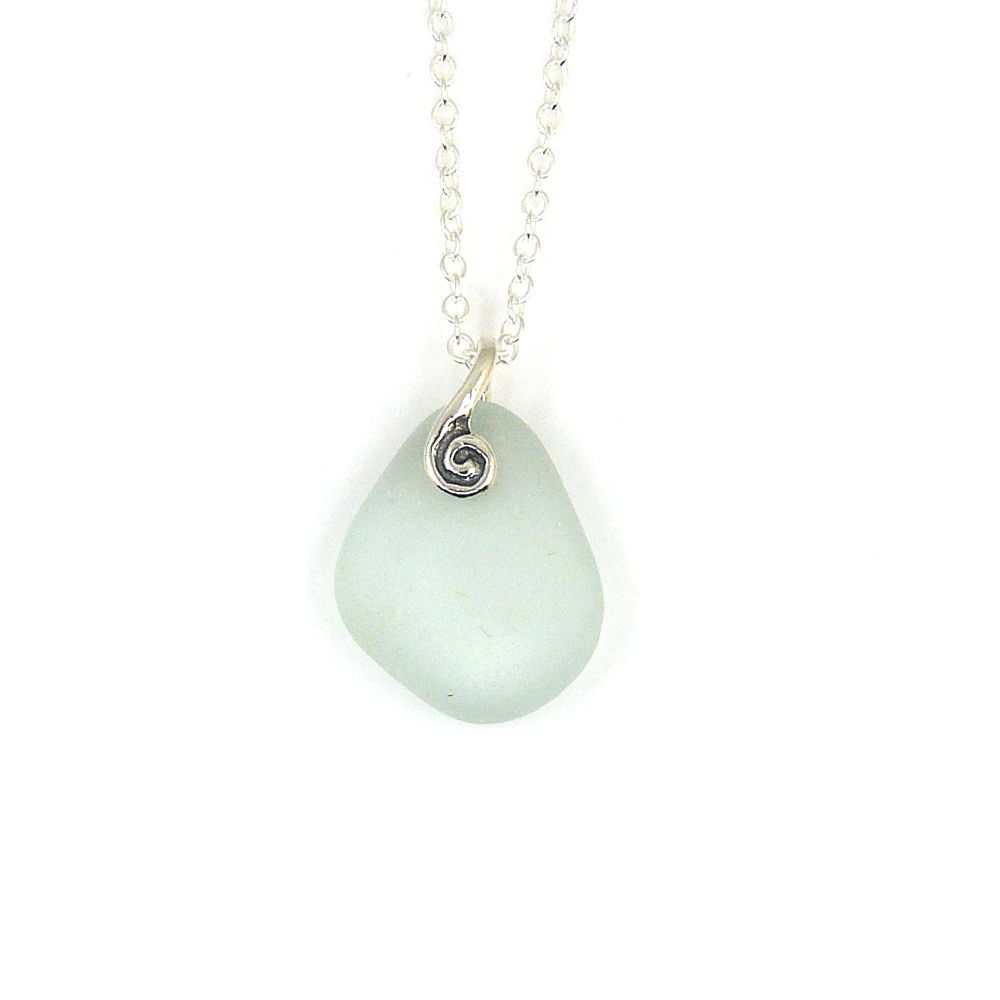Seafoam  Sea Glass Necklace GIA