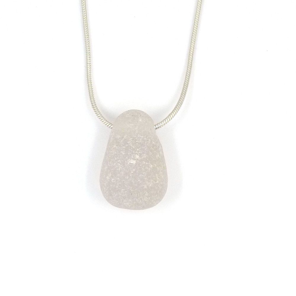 White Sea Glass Floating Illusion Necklace PAIGE