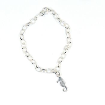 Sterling Silver Bracelet with Silver Seahorse Charm