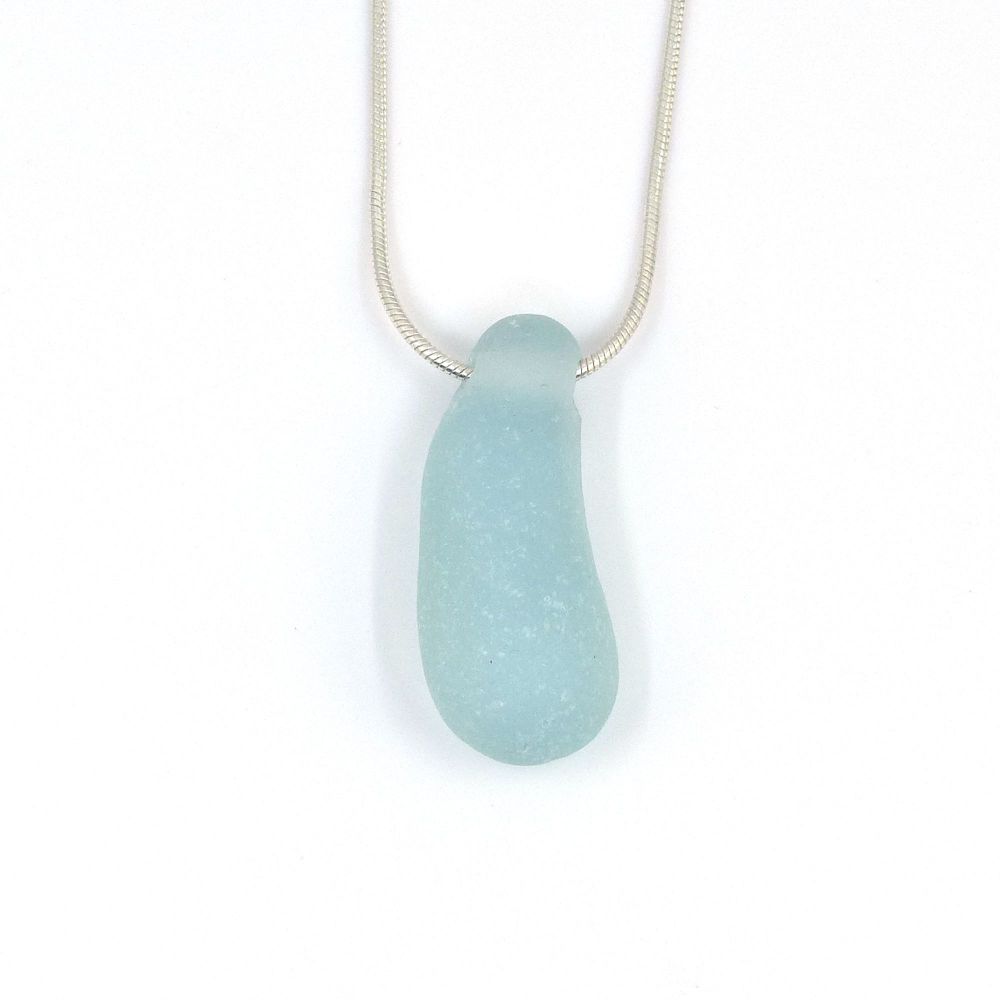 Pale Blue Floating Sea Glass Necklace - LILI