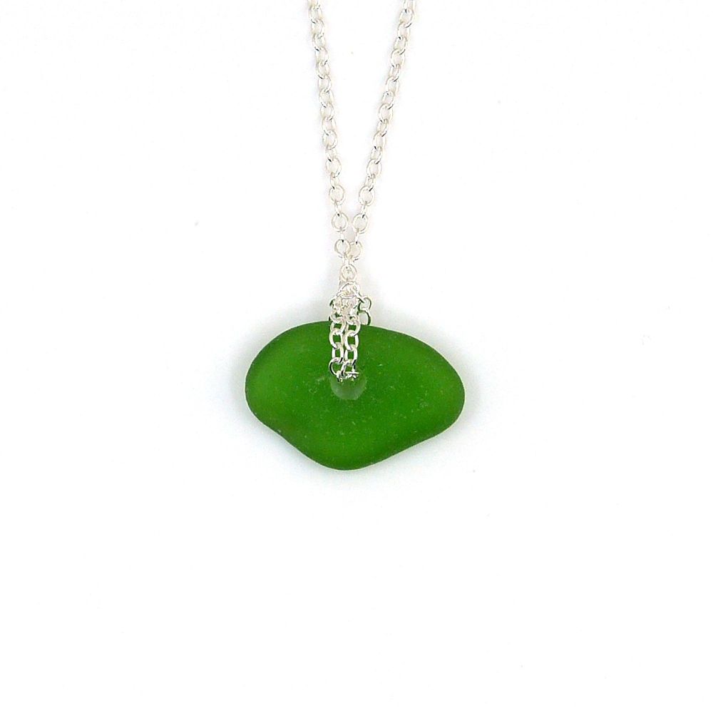 Emerald Green Sea Glass Wrap Necklace