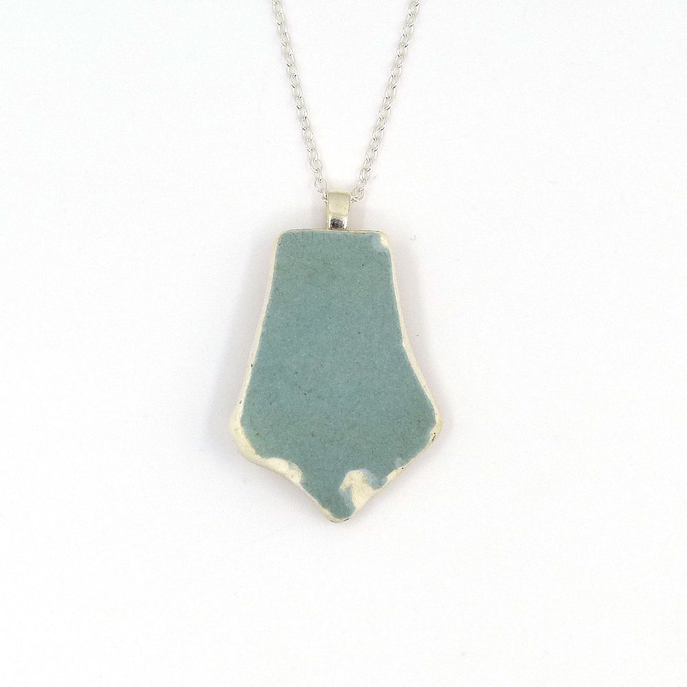 Seafoam Beach Pottery on Sterling Silver Necklace