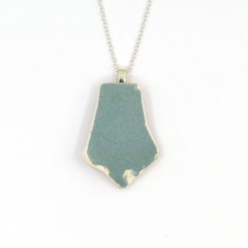 Seafoam Beach Pottery on Sterling Silver Necklace
