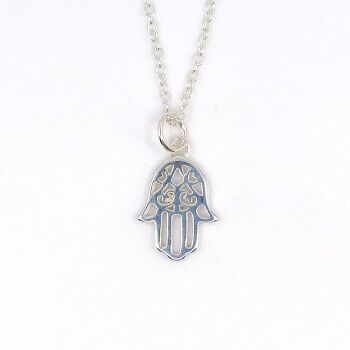 Sterling Silver Hamsa Hand Necklace - Simple - Dainty - Minimalist