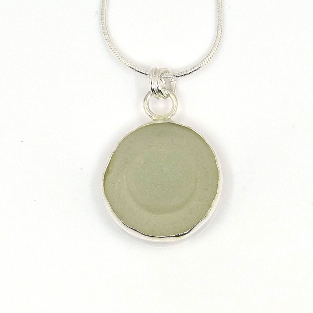 Bezel Set Seamist Sea Glass Pendant Necklace MARIELE