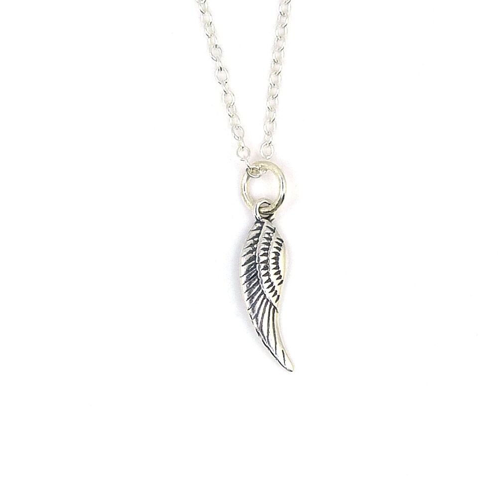 Sterling Silver Angel Wing or Feather  Necklace - Simple - Dainty - Minimal