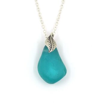Turquoise Sea Glass and Silver Necklace KAMILLE