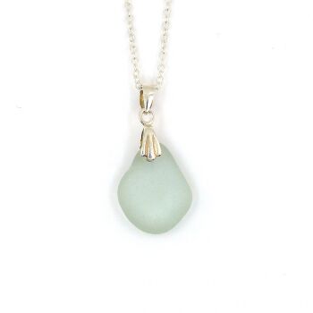 Blue Seafoam Sea Glass Necklace ELENA