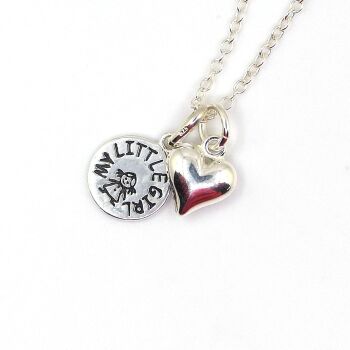 Sterling Silver My Little Girl and Heart Necklace - Simple - Dainty - Minimalist - New Mum Gift