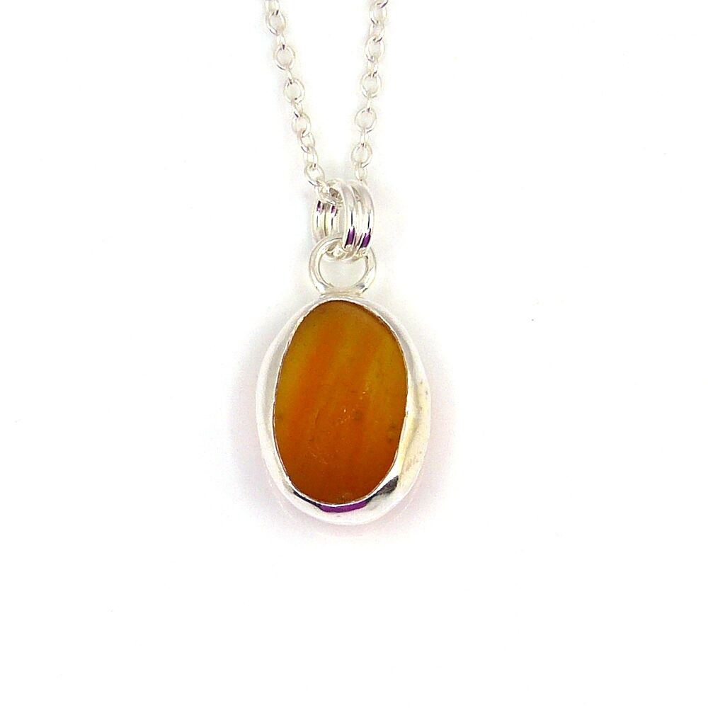 Rare Orange Sea Glass Pendant Necklace ARISHA