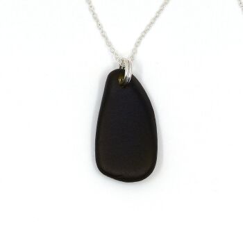 Black Sea Glass and Sterling Silver Pendant