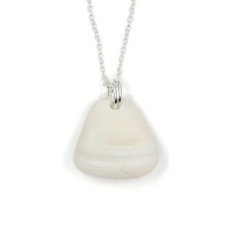 White Sea Glass and Sterling Silver Pendant