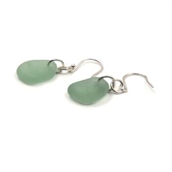 Pale Green Sea Glass and Sterling Silver Earrings e336