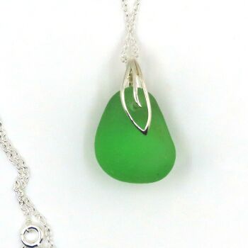 Lime Green Sea Glass Necklace NADINE